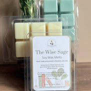 Packaged Rosemary and Sage soy wax melts with a label